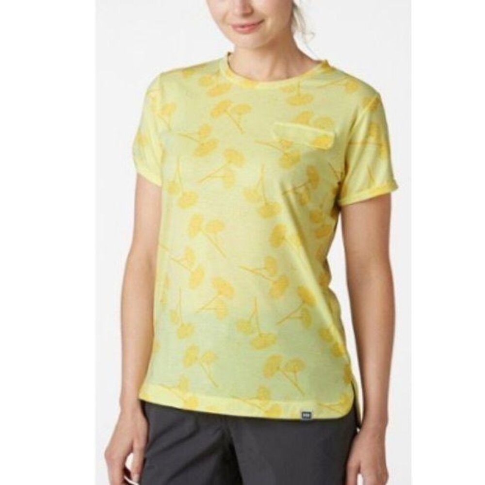 Helly Hansen Lomma T-Shirt Yellow Pear Print: Size Extra Small